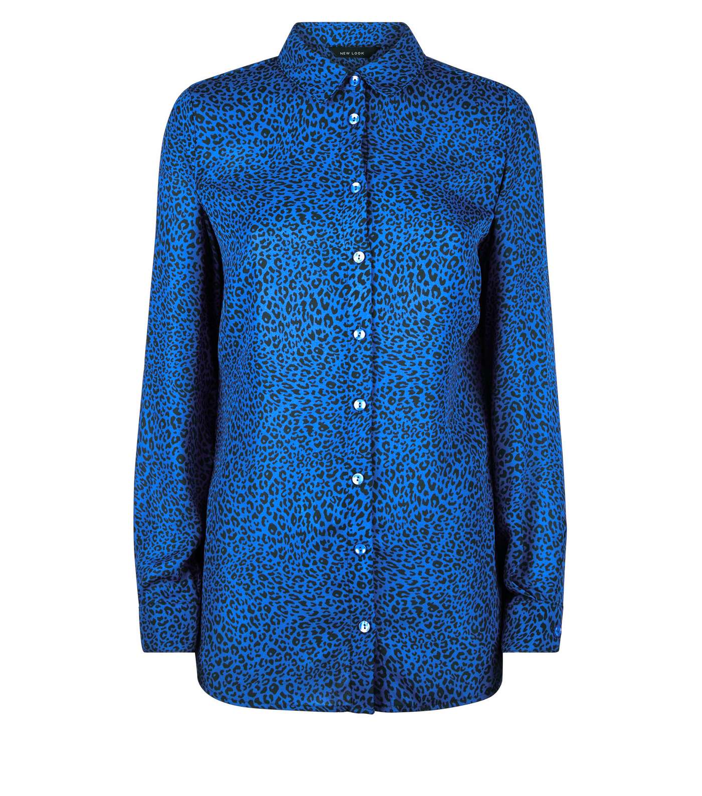 Blue Leopard Print Long Sleeve Shirt Image 4