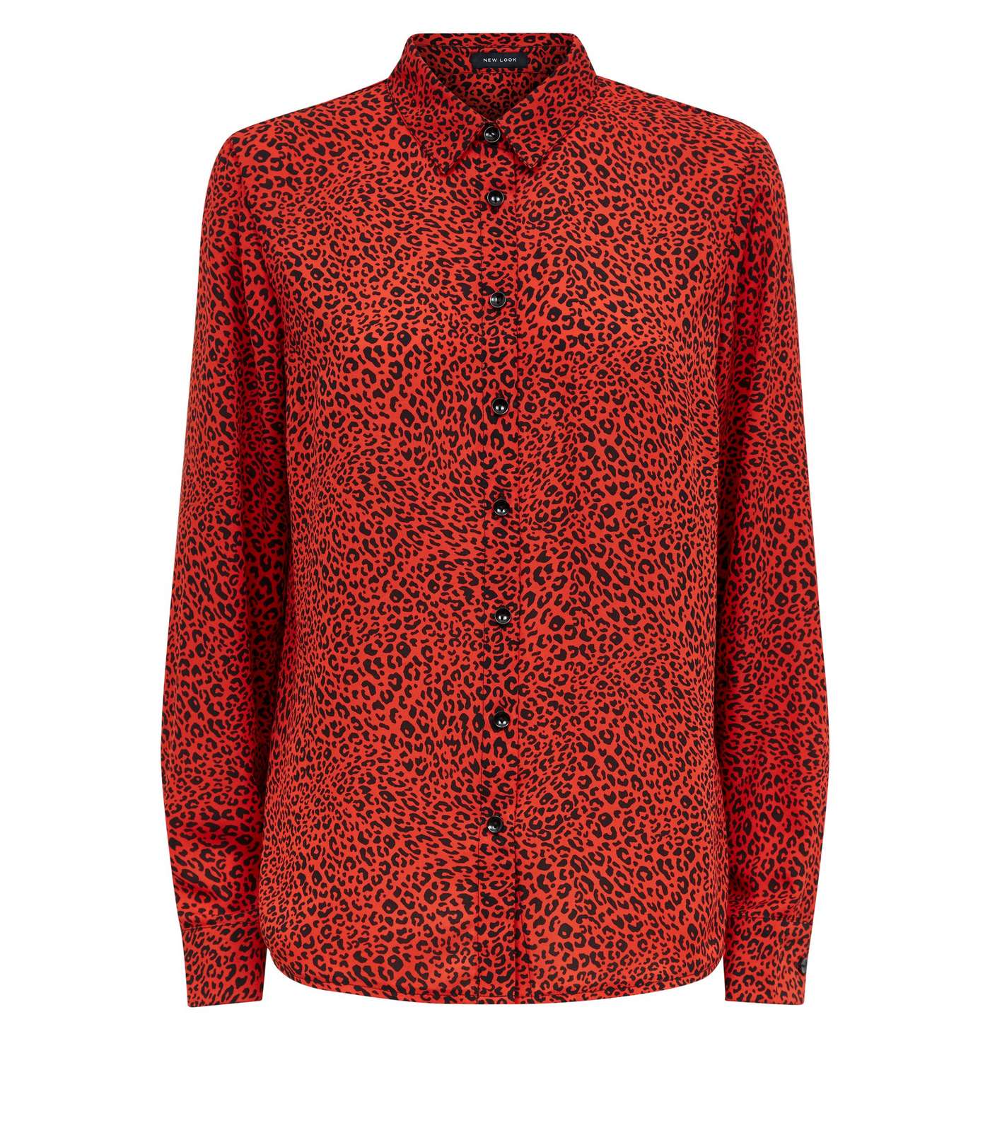 Red Leopard Print Long Sleeve Shirt Image 4