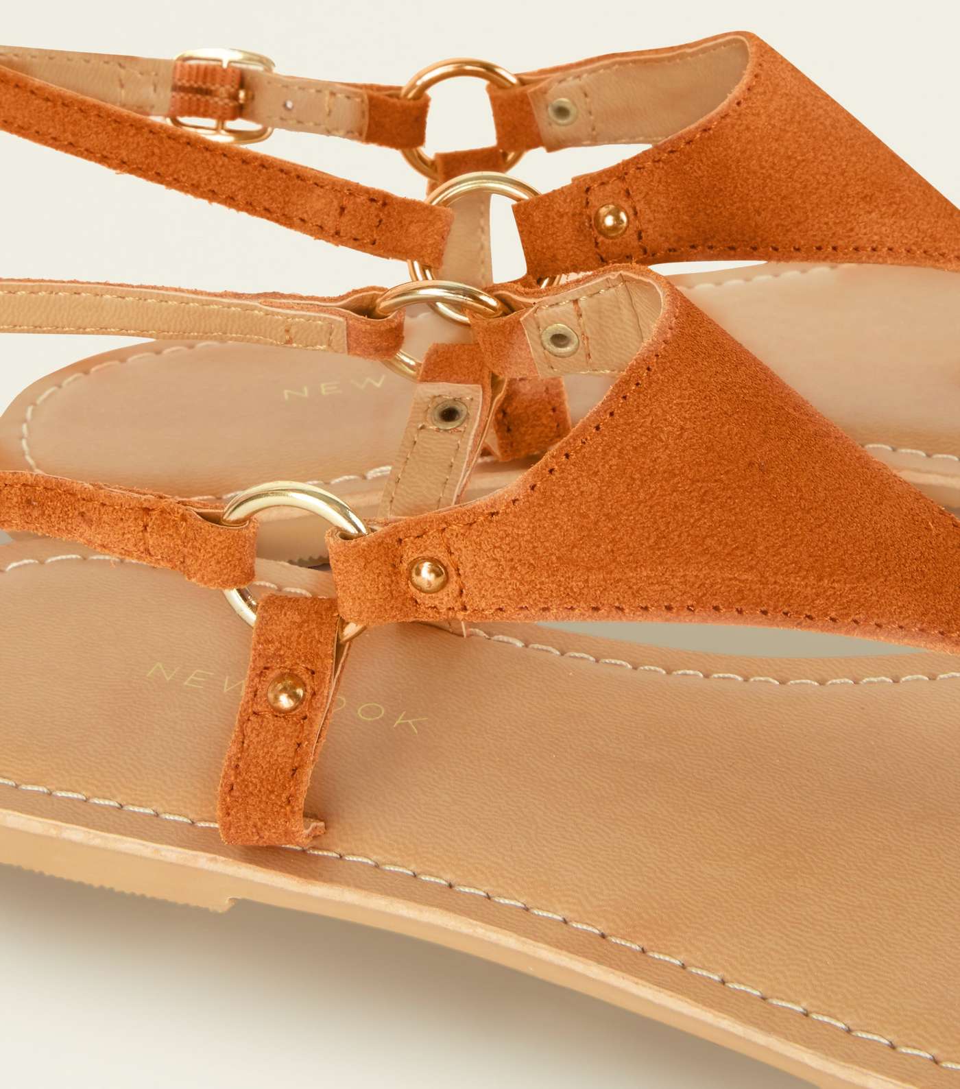 Wide Fit Orange Suede Flat Sandals  Image 3