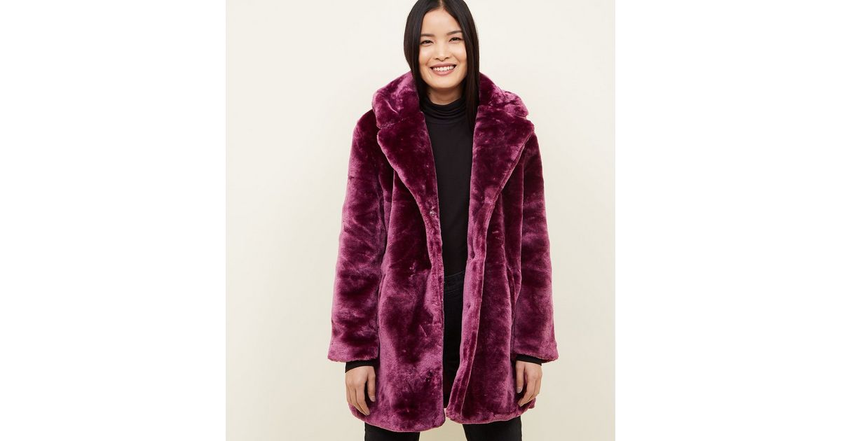 Qed Dark Purple Teddy Faux Fur Coat, Royal Blue Faux Fur Coats Plus Size Uk