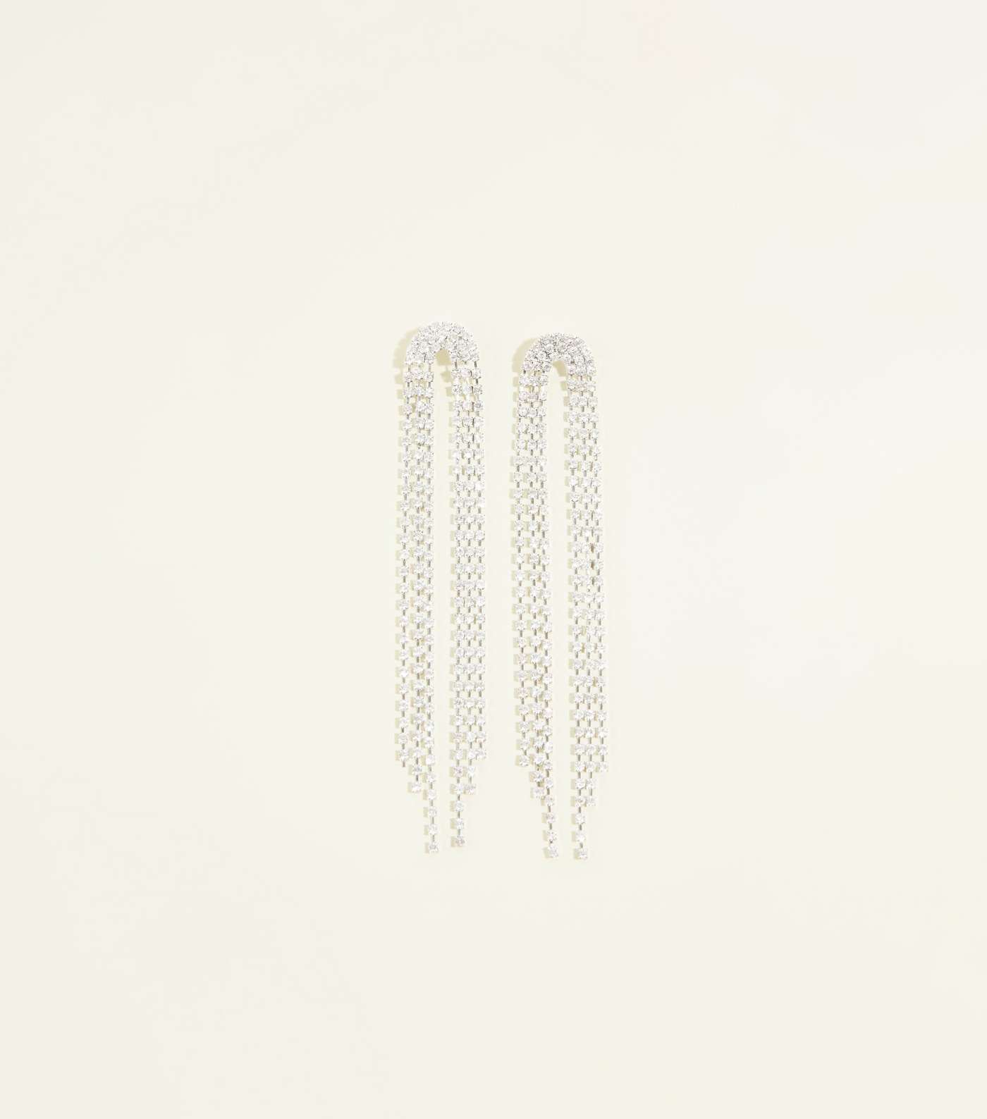 RE:BORN Silver Crystal Cup Chain Duster Earrings