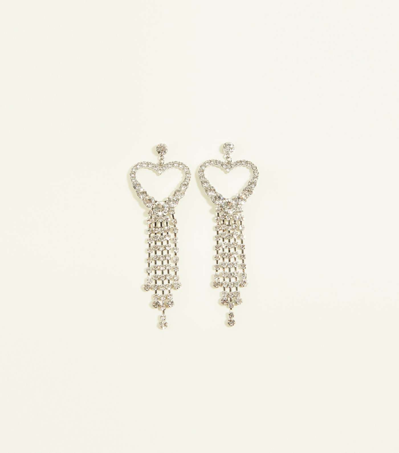 RE:BORN Silver Heart Crystal Cup Chain Earrings
