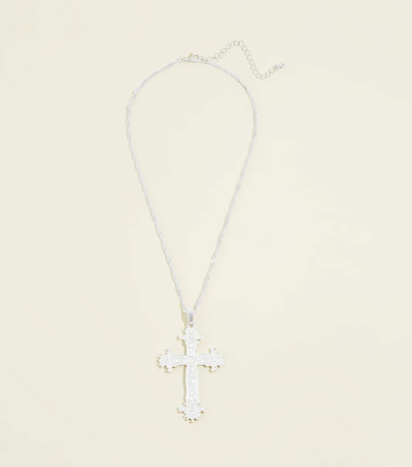RE:BORN Silver Stone Embellished Cross Necklace