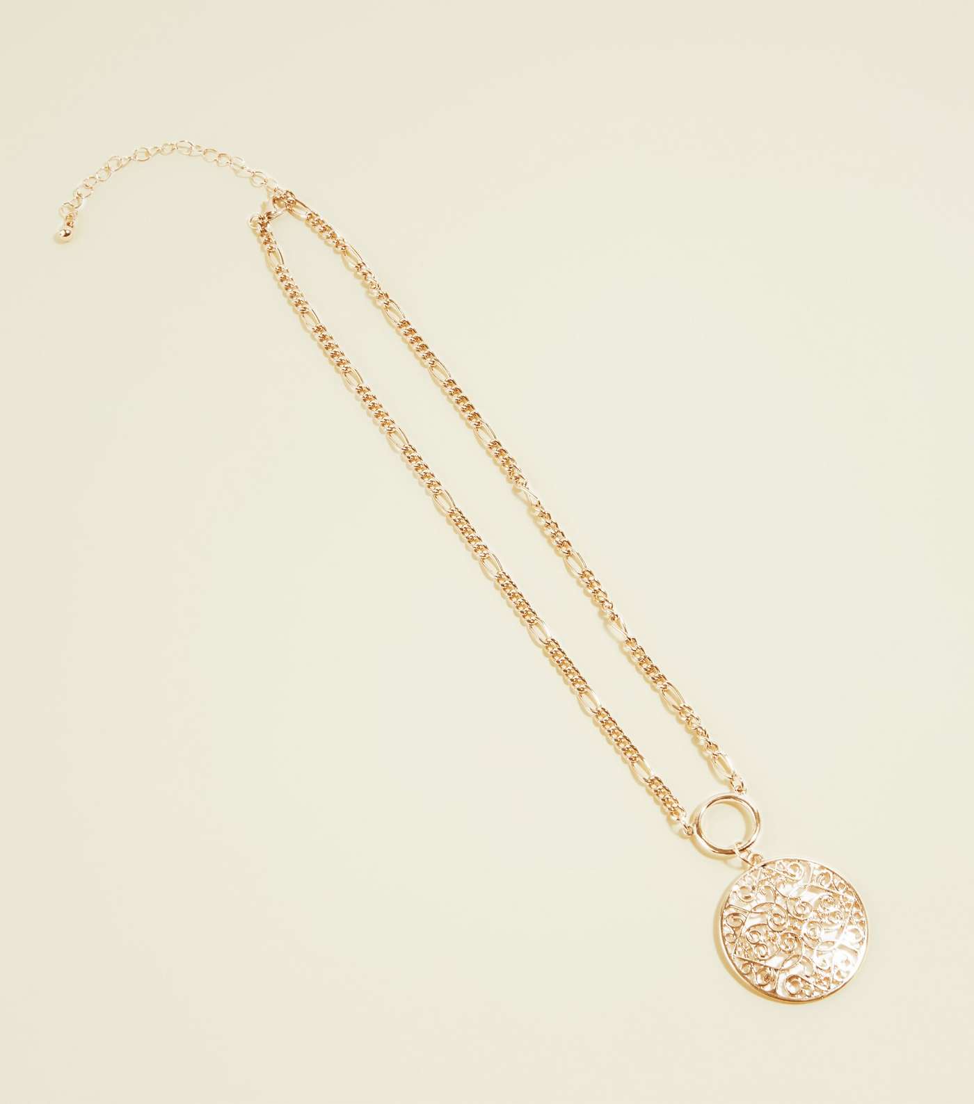 RE:BORN Gold Filigree Disc Chain Necklace