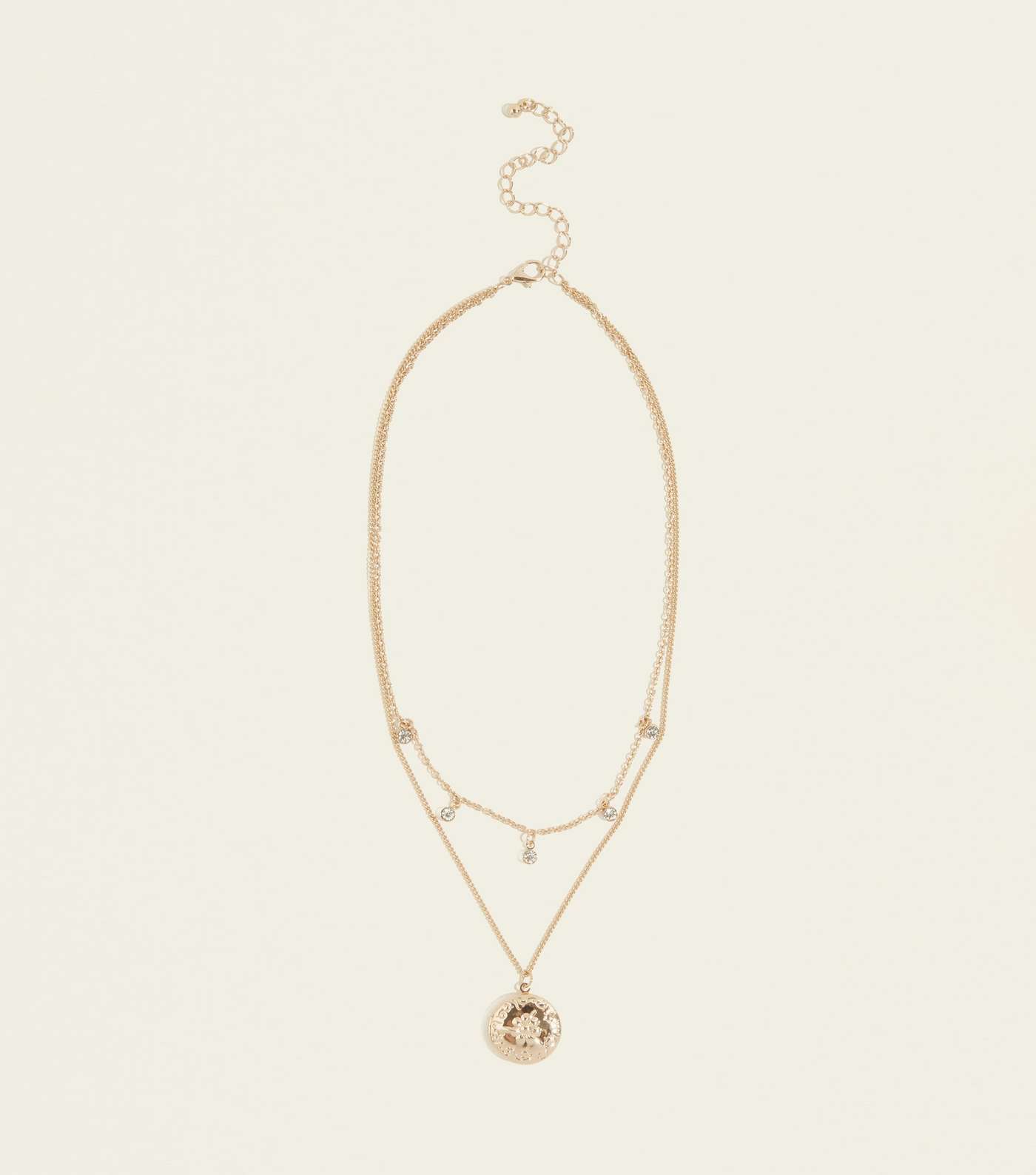 RE:BORN Gold Locket Drop Layered Necklace