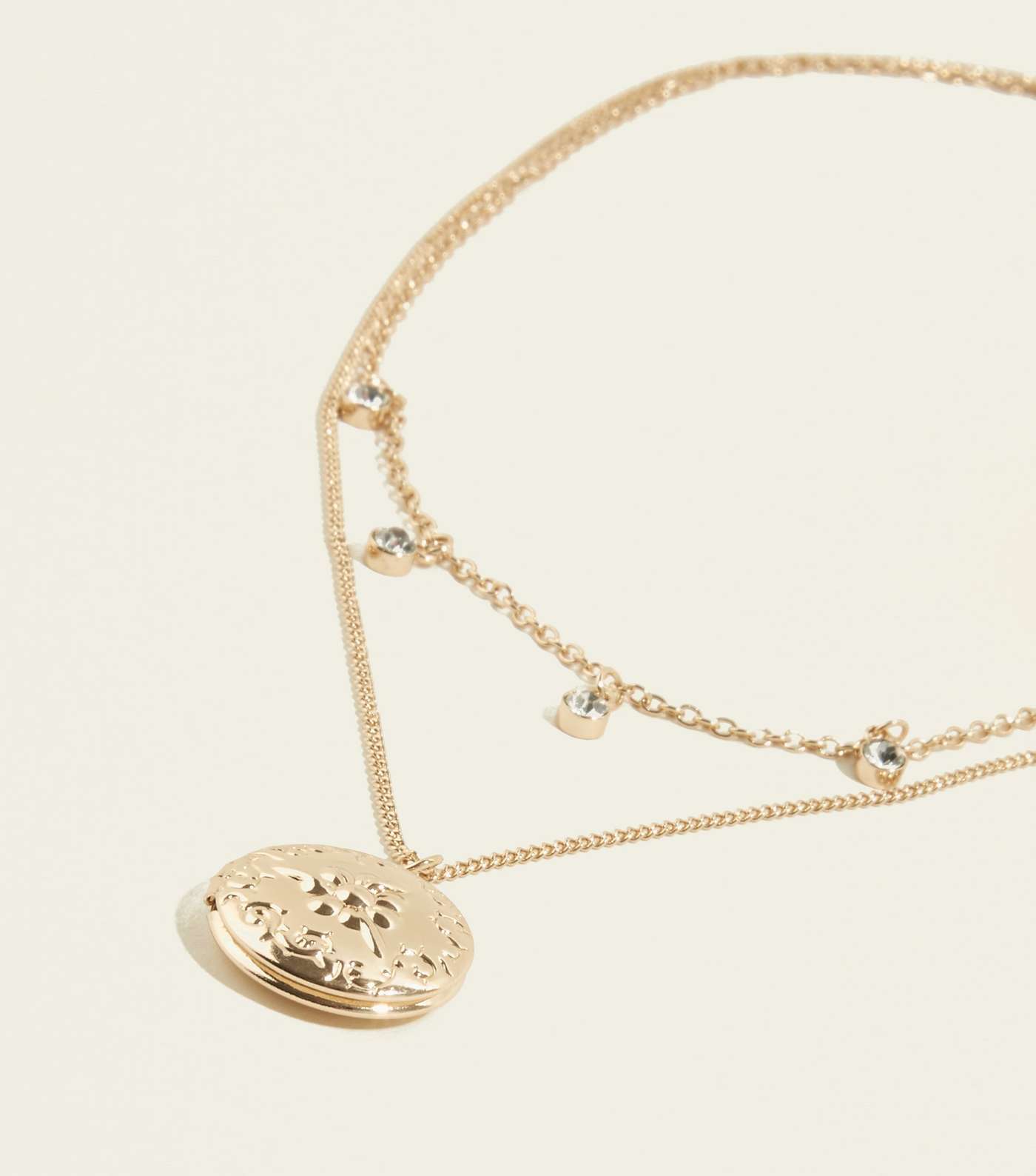 RE:BORN Gold Locket Drop Layered Necklace Image 3