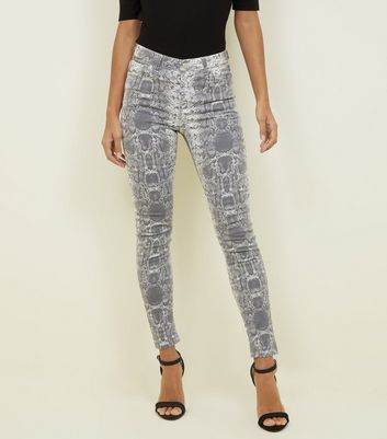 grey snake print jeans