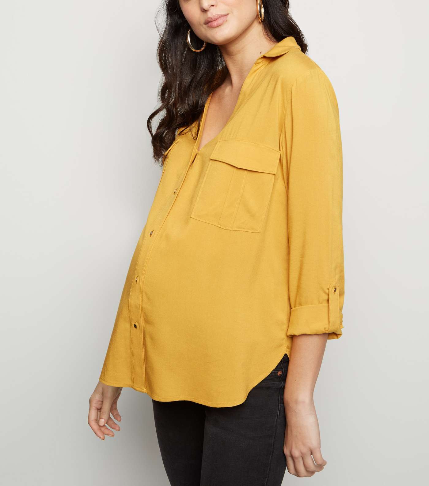 Maternity Mustard Utility Shirt 
