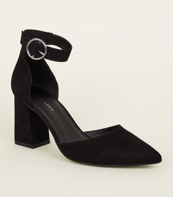black block heel ankle strap shoes