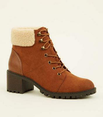 tan lace up boots with heel