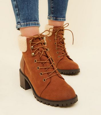 block lace up boots