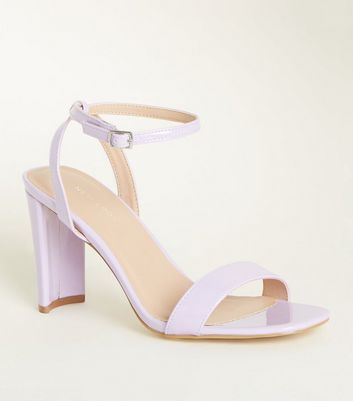 Lilac Patent Slim Block Heels | New Look