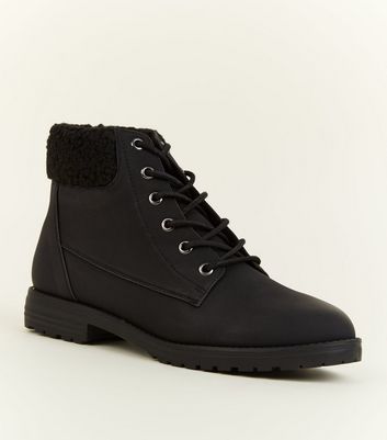 black lace up boots flat
