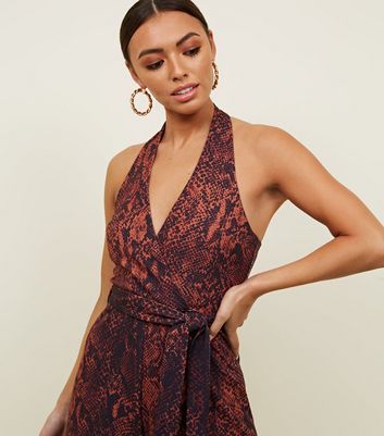 snakeskin jumpsuit new look