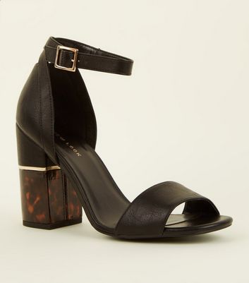 Black Faux Tortoiseshell Block Heel 