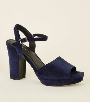 navy velvet heels