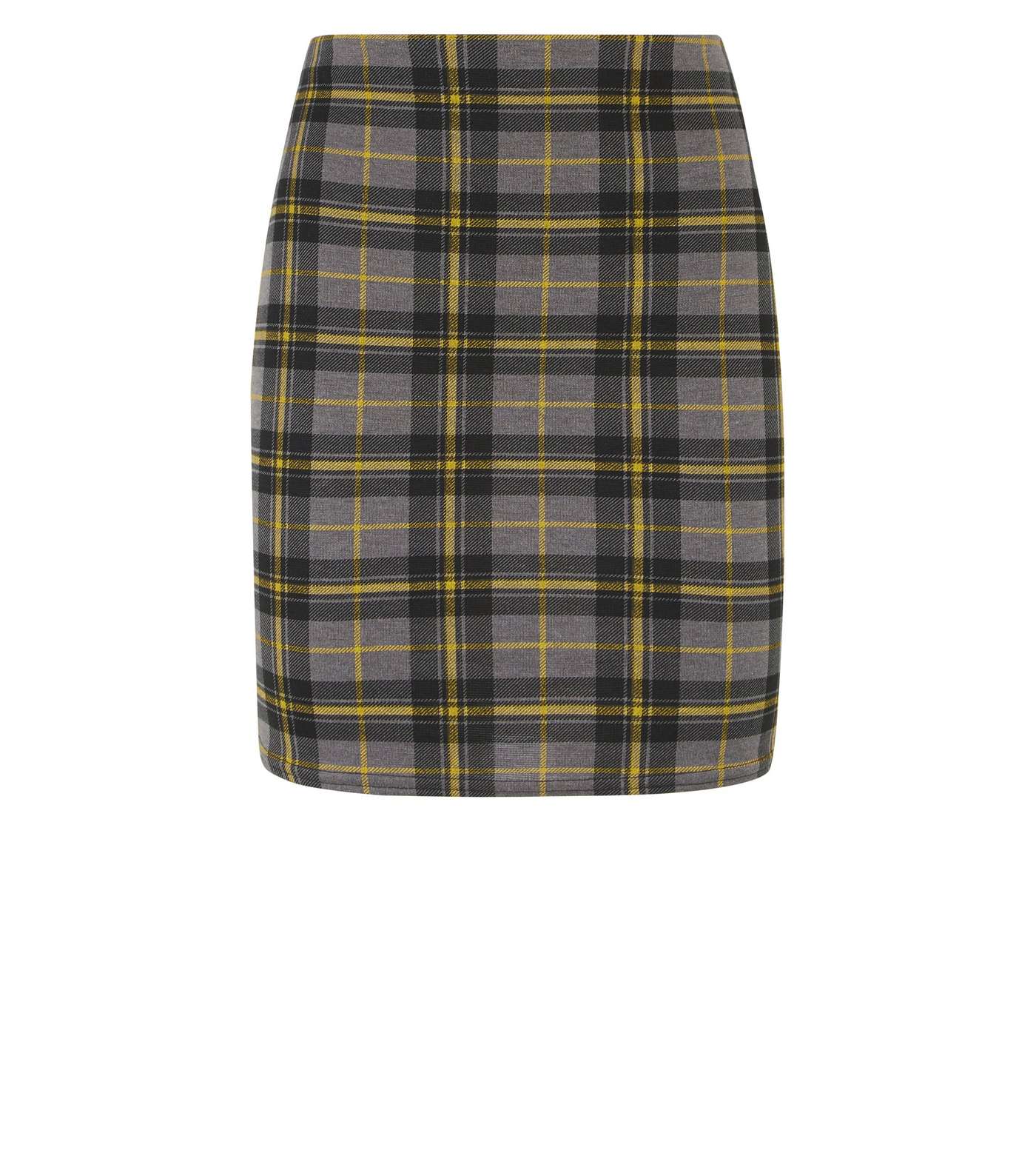 Mustard and Grey Check Print Tube Skirt Image 4