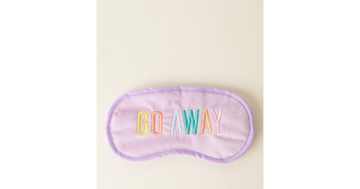 Lilac Go Away Embroidered Eye Mask New Look