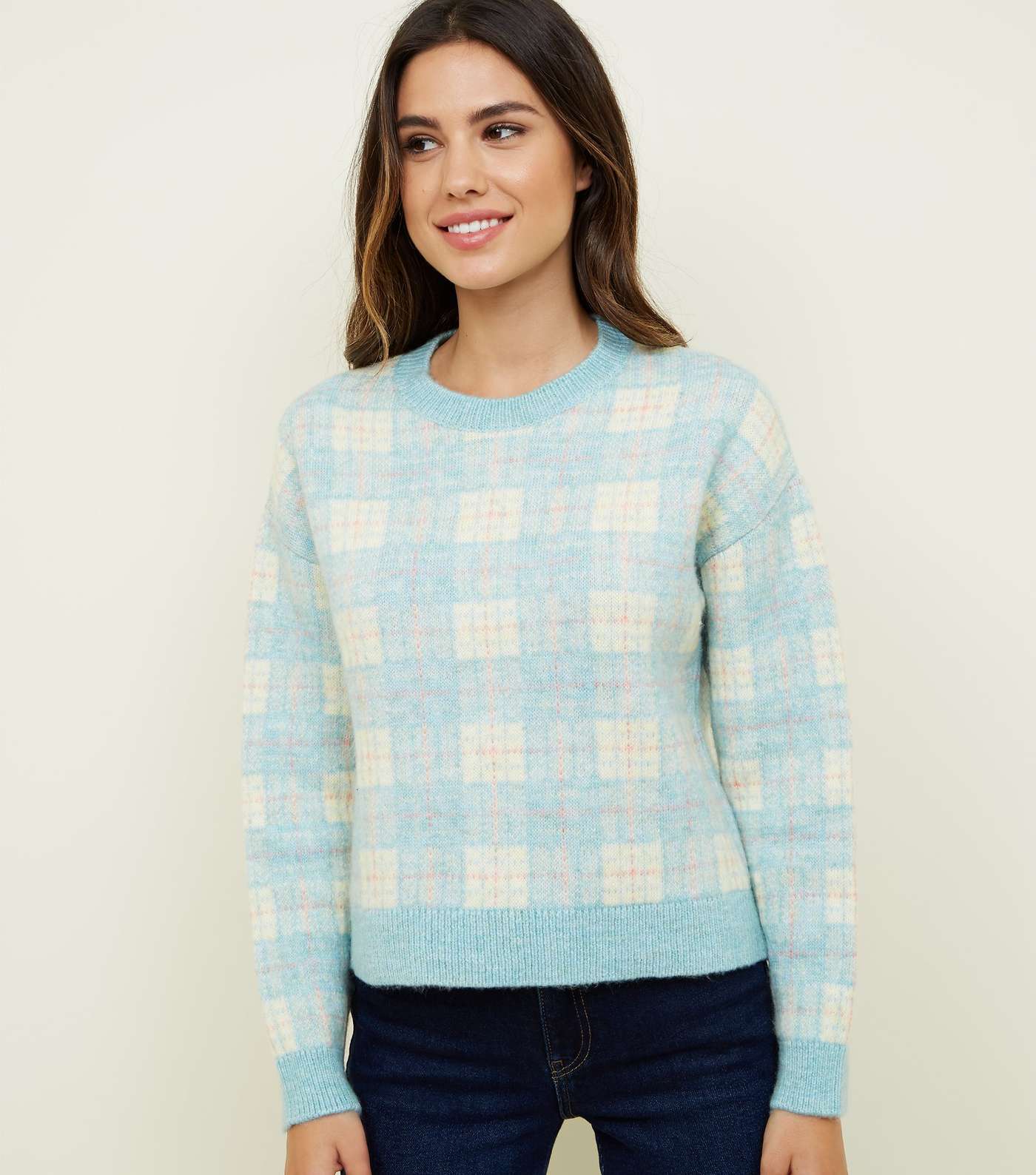 Pale Green Pastel Check Jumper