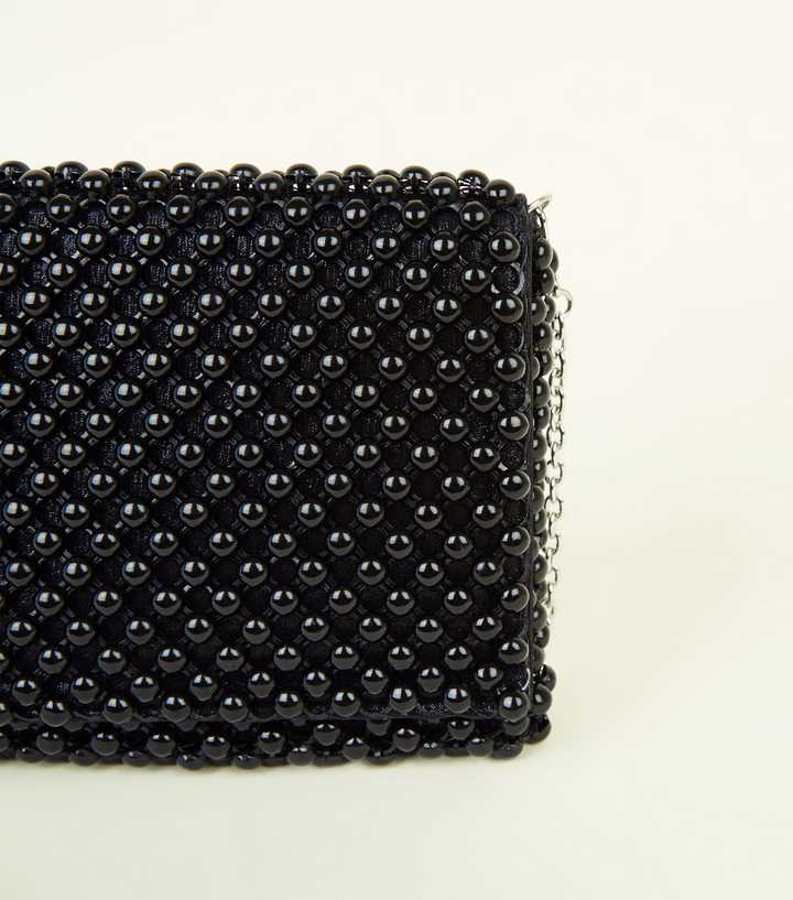 Gold Black Beaded Clutch, Crossbody Clutch Bag, Seed Beaded Clutches