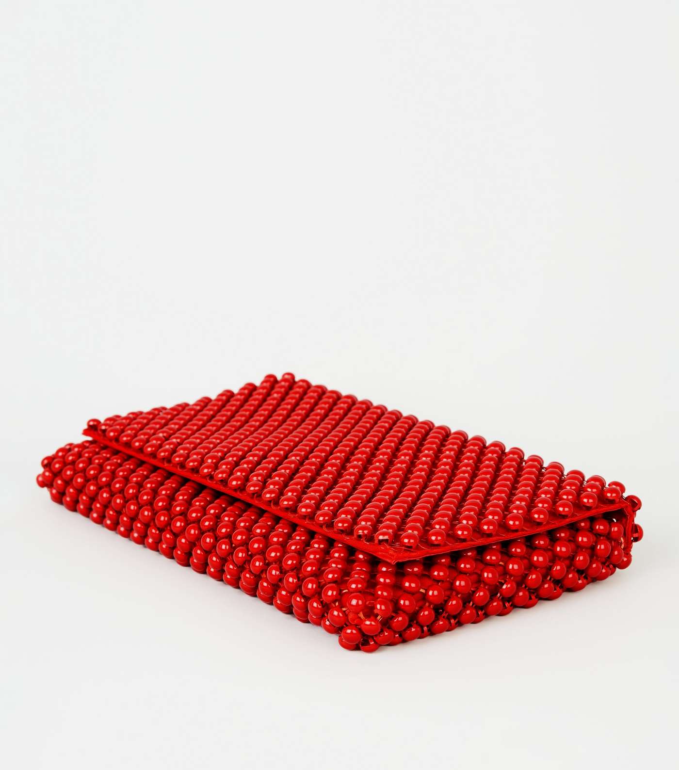 Red Beaded Foldover Clutch Bag Image 3