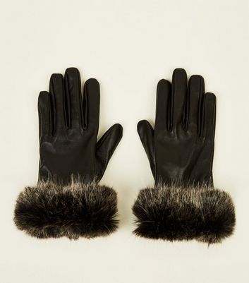 leather gloves with faux fur