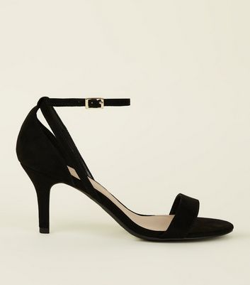 wide fit black sandal heels