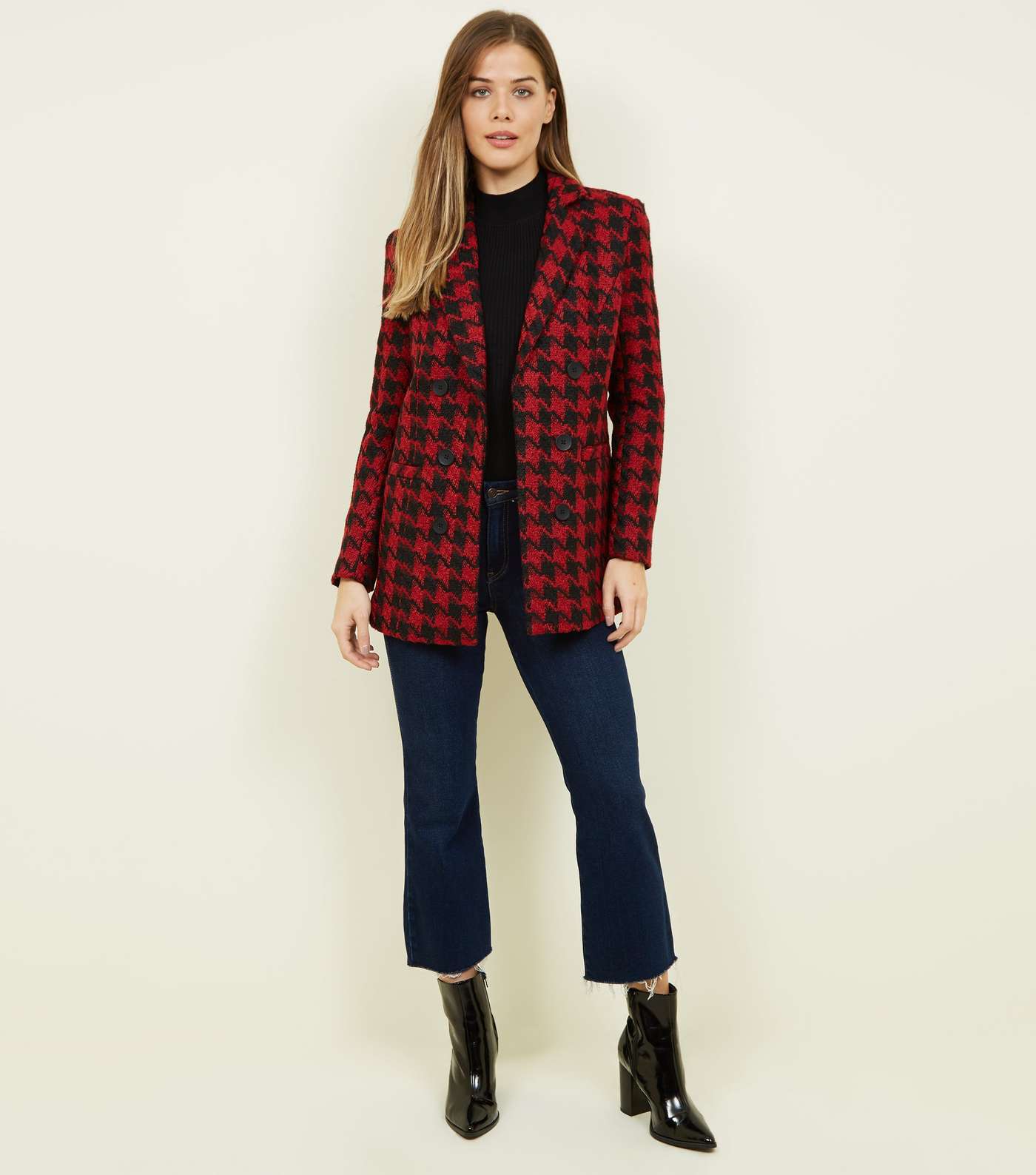Red Houndstooth Check Jacket Image 2