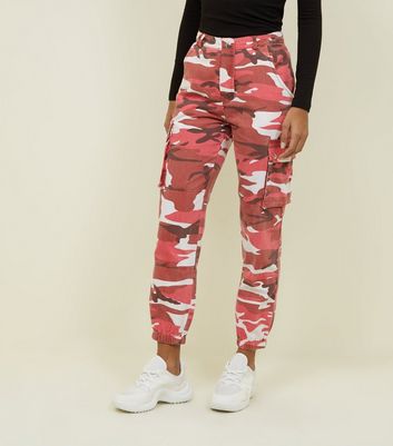 Red Camo Pocket Utility Jeans New Look