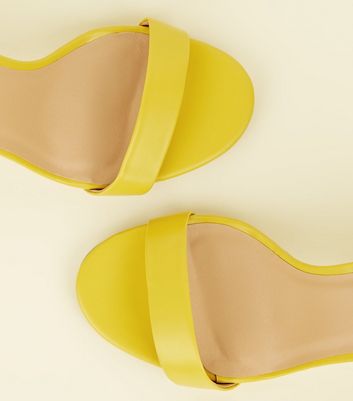 Wide Fit Yellow Block Heeled Sandals 