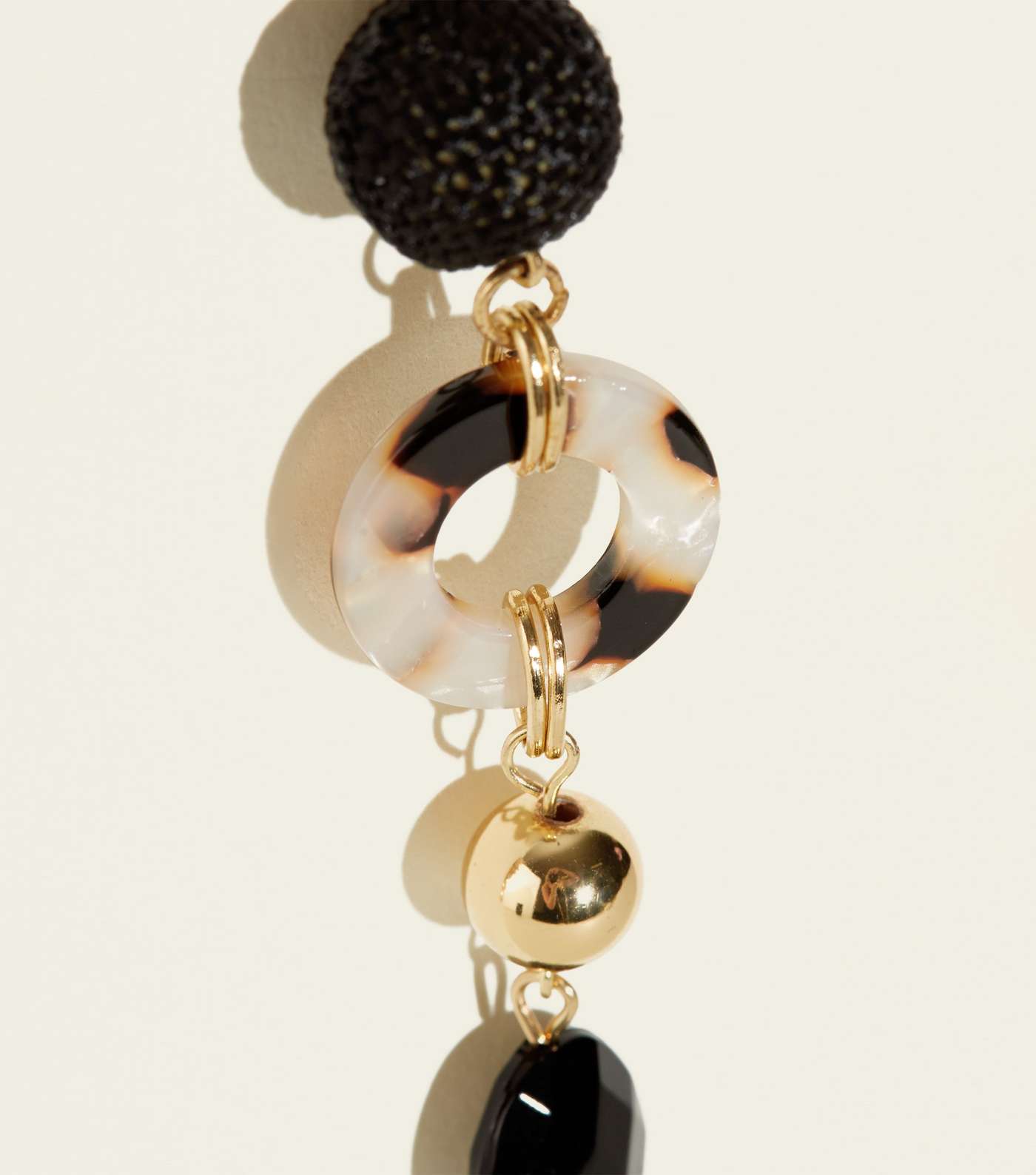 Black Raffia Bead and Resin Ring Drop Earrings Image 3