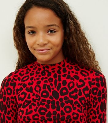 red leopard print long sleeve top