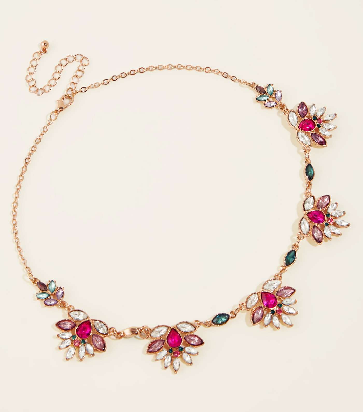 Gold Multicoloured Jewel Short Necklace