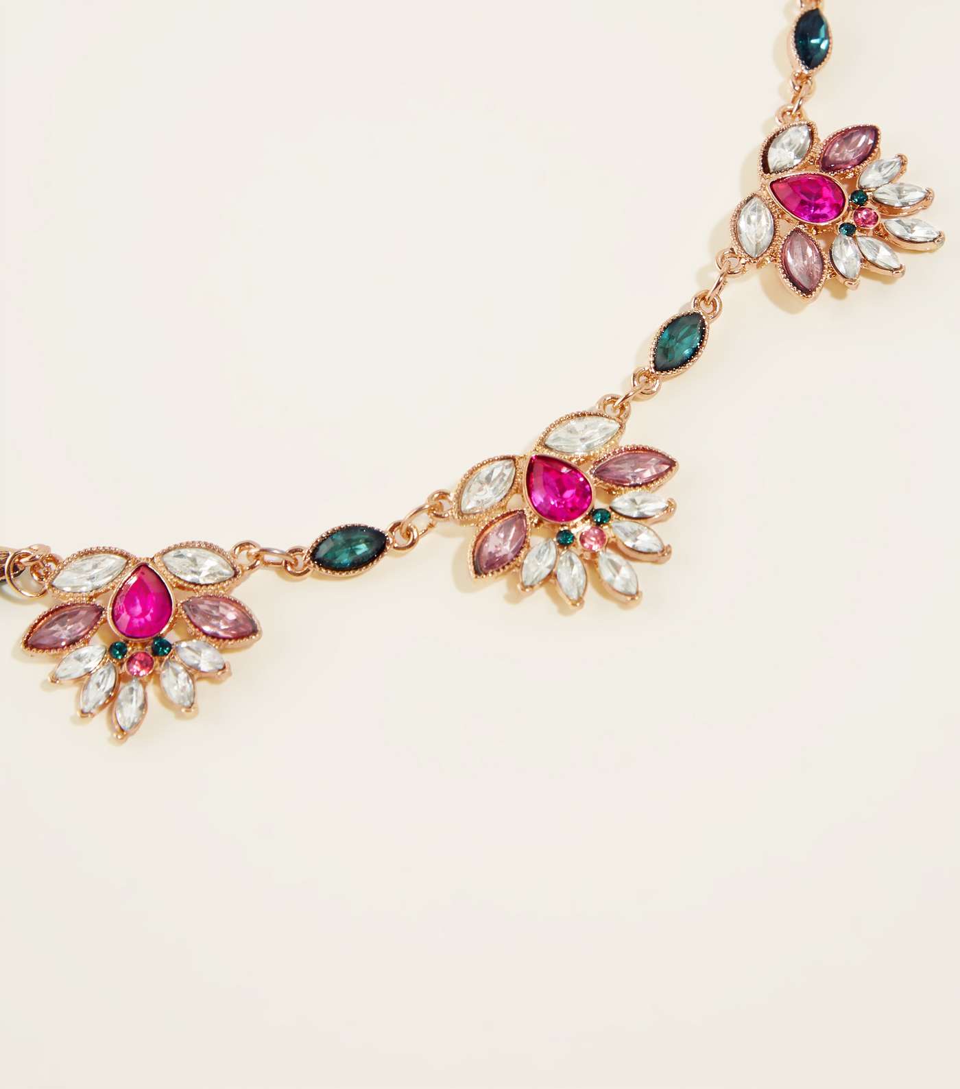 Gold Multicoloured Jewel Short Necklace Image 3