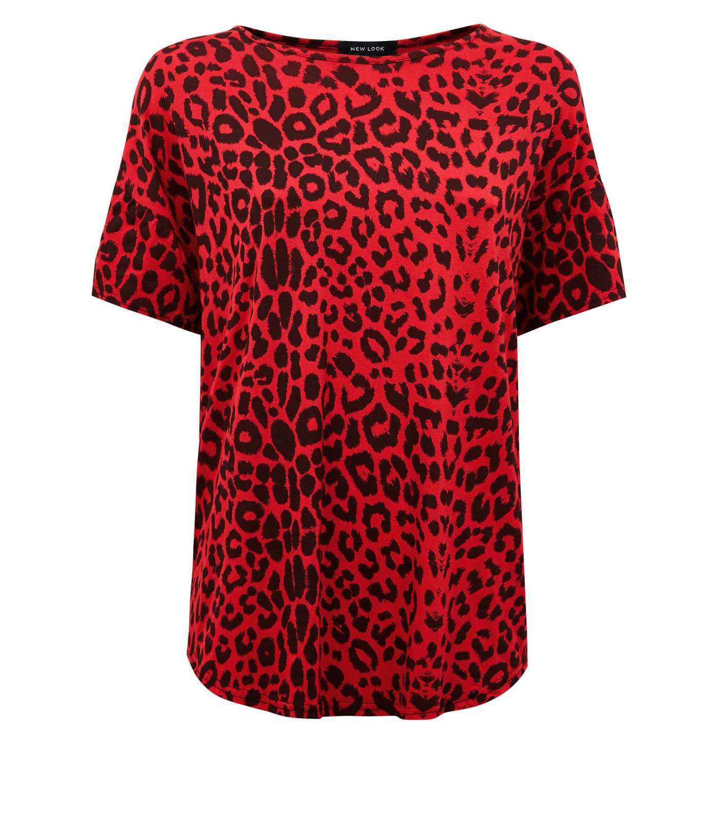 Red Leopard Print Oversized T-Shirt Image 4