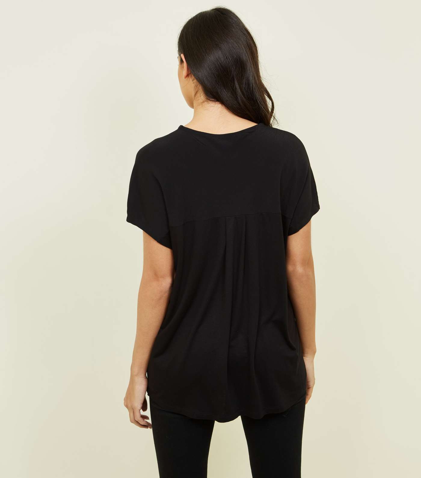 Black Crepe and Jersey Tab Front T-Shirt Image 3