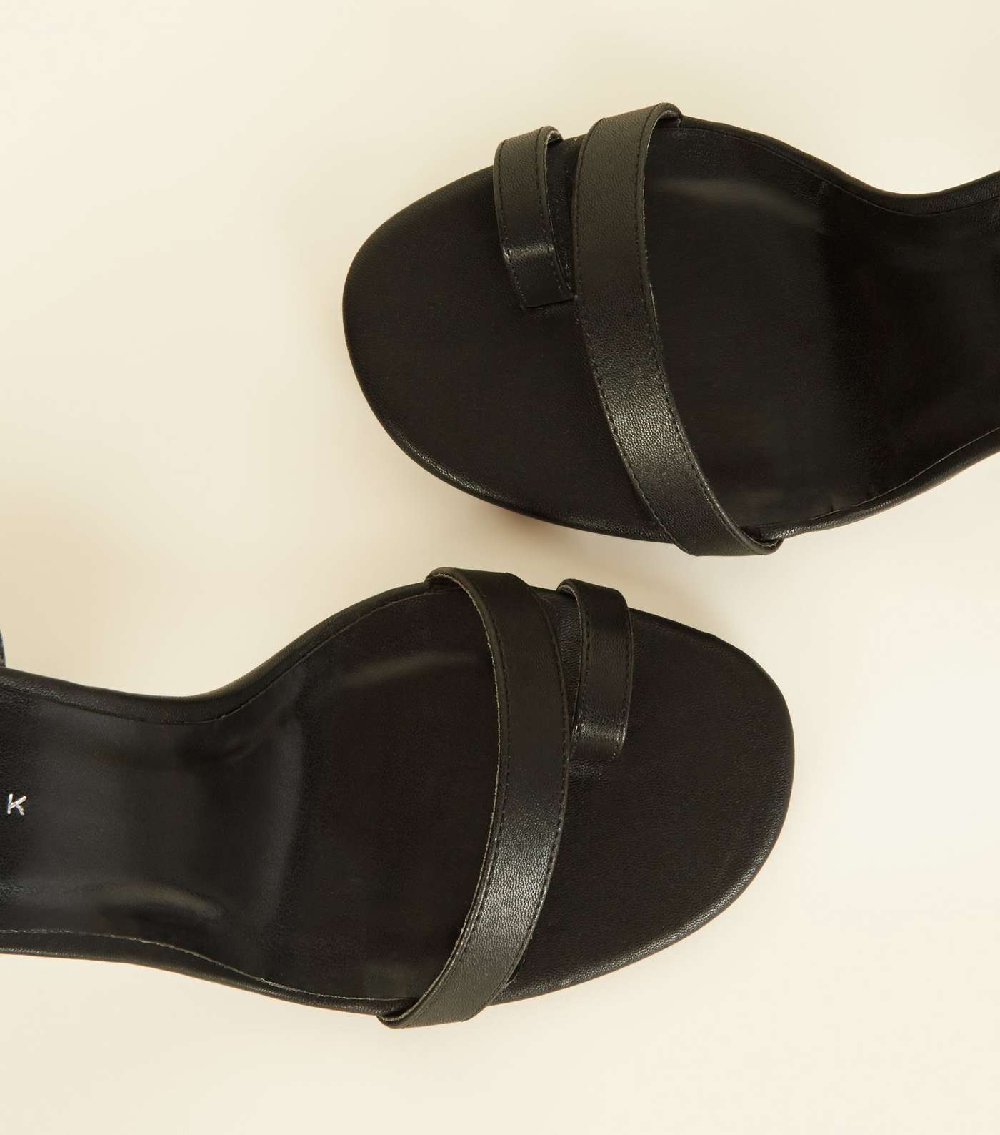 Black Leather-Look Toe Strap Heeled Sandals  Image 3