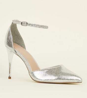 silver new look heels