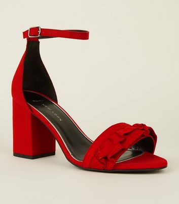 red strappy heels wide fit