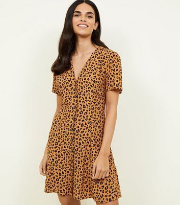 leopard print button front dress