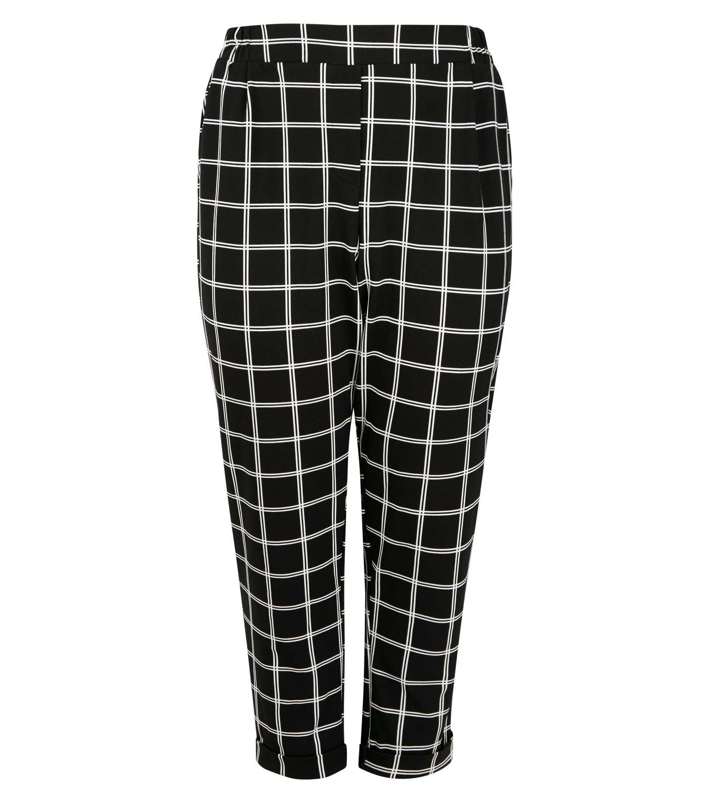 Curves Black Grid Check Pull On Scuba Trousers Image 4