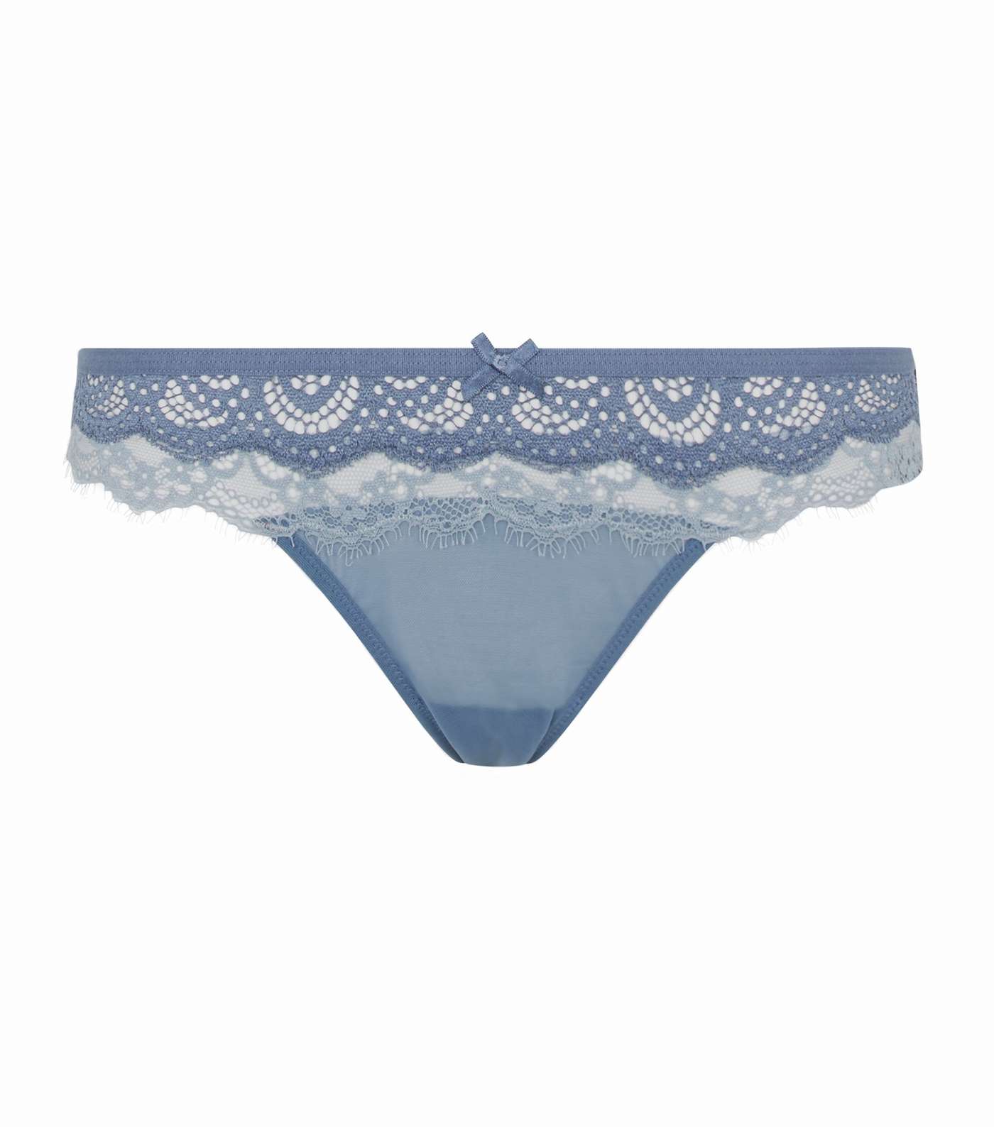 Bright Blue Two Tone Layered Lace Thong  Image 4