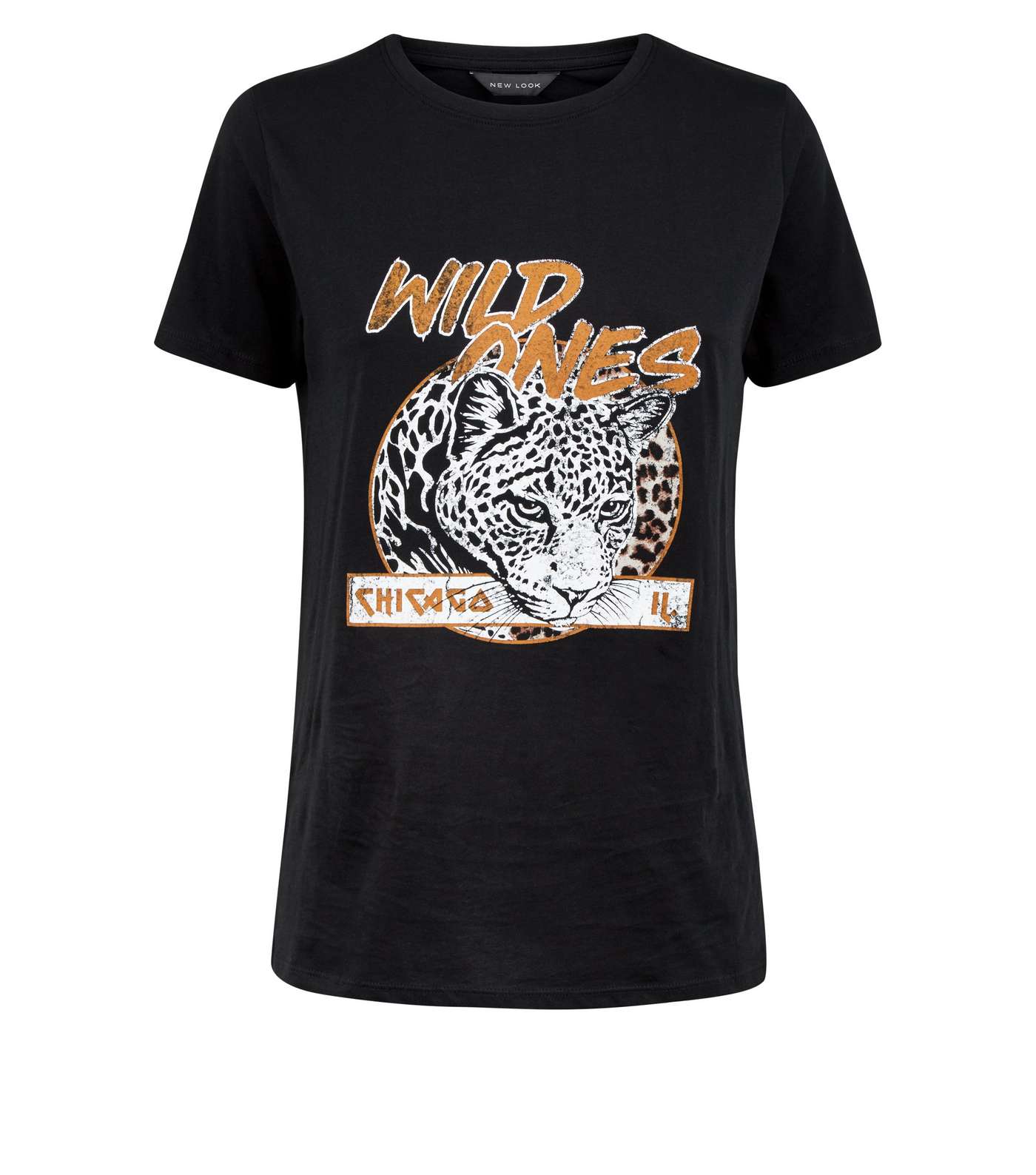 Black Wild Ones Leopard Print T-Shirt  Image 4
