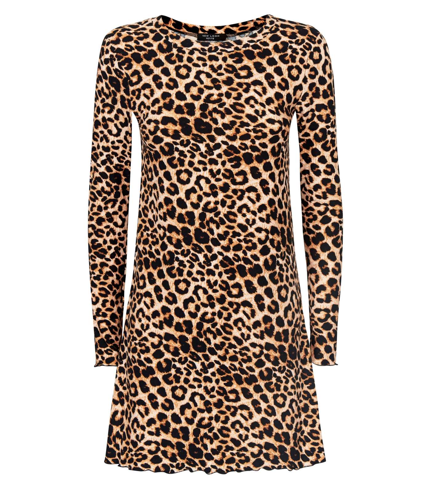 Petite Brown Leopard Print Soft Touch Mini Dress Image 4