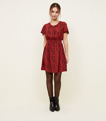 red leopard print dress new look