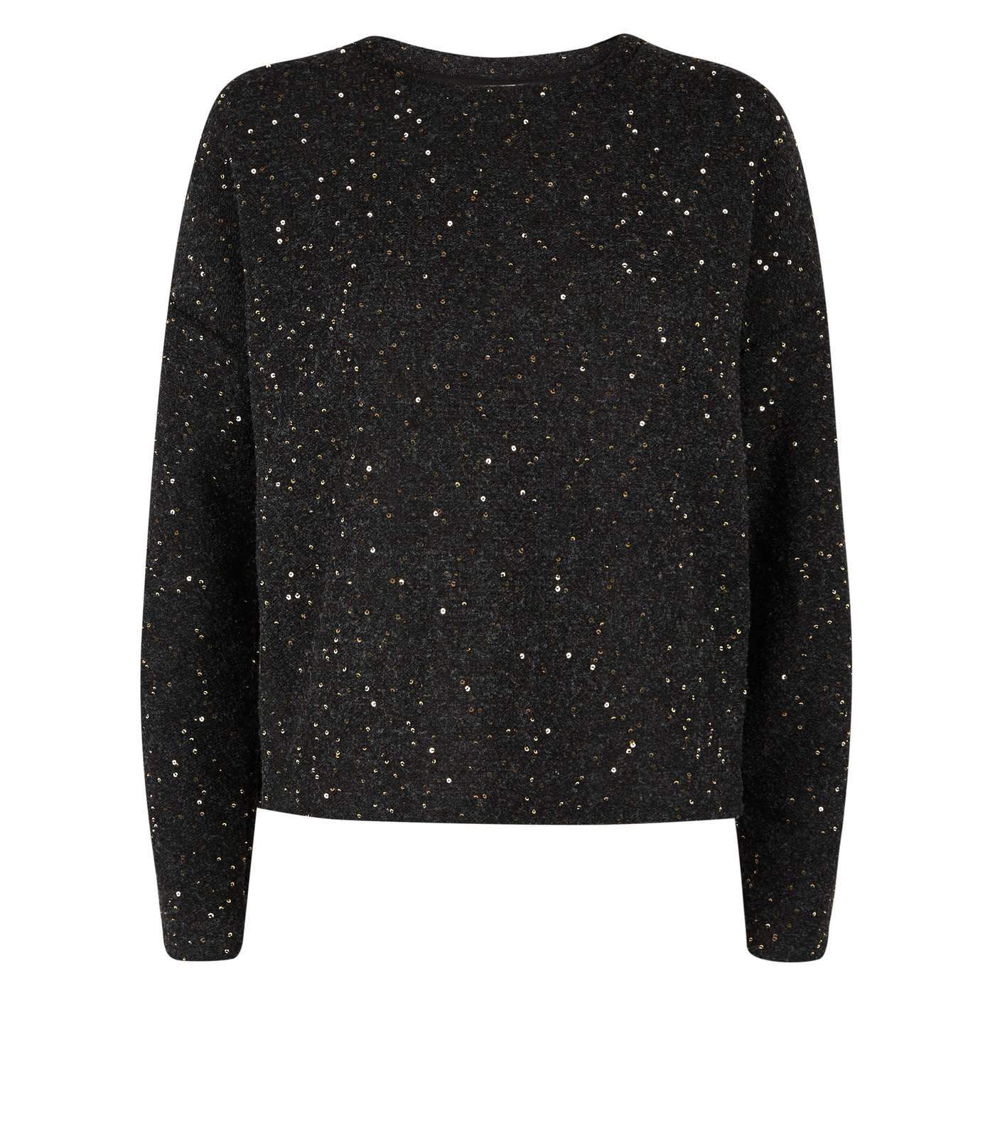 Black Fine Knit Gold Sequin Boxy Top Image 4