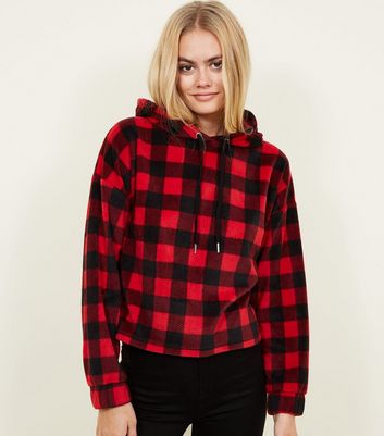 Checkered on sale fleece hoodie