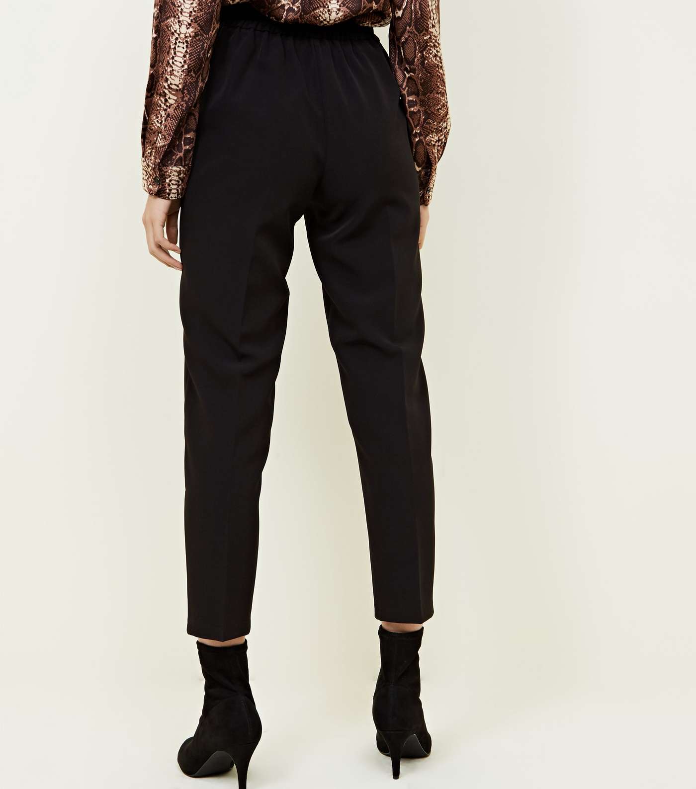Black High Waist Tapered Trousers Image 3