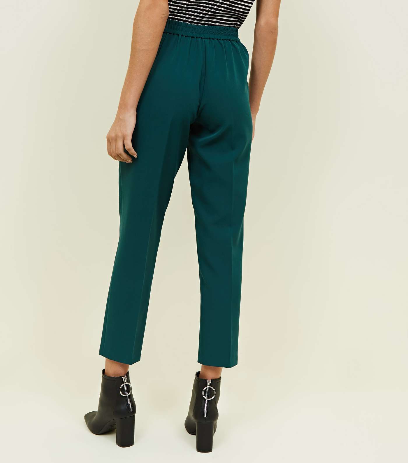 Dark Green High Waist Tapered Trousers Image 3