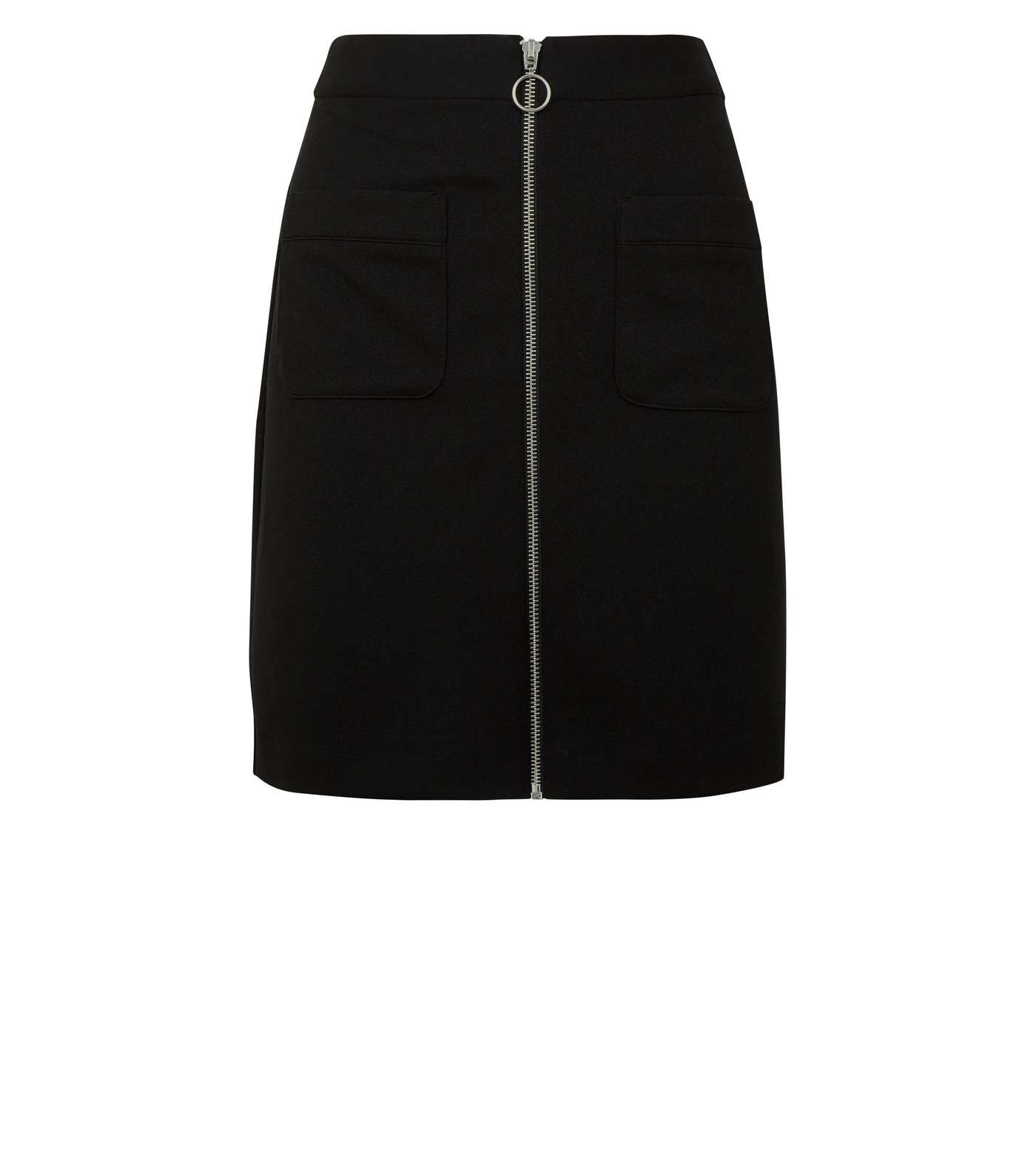 Black Ring Zip Double Pocket Mini Skirt Image 4